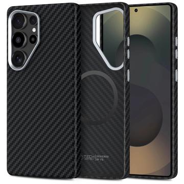 Husă din plastic Samsung Galaxy S25 Ultra Tech-Protect Ion Carbon - compatibilă cu MagSafe - negru / argintiu