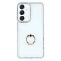 Husă hibridă cu suport pentru inel Samsung Galaxy S25+/S24+ CrystalGlow - Alb