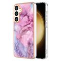 Husă TPU Samsung Galaxy S25+ - Marble Pattern Electroplated IMD - Albastru / Roz
