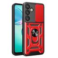 Husă Hibridă Samsung Galaxy S25+ cu Inel Rotativ cu Ecran pentru Cameră - Roșu