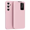 Husă Flip Samsung Galaxy S25+ Smart Clear View cu slot pentru card - Roz