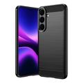 Husă TPU Brushed Samsung Galaxy S26 FE - Fibră de Carbon - Negru