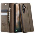 Geantă de portofel cu textură de vițel și blocare RFID Samsung Galaxy S26 FE Caseme 033 - cafea