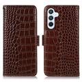 Husă Piele Portofel cu RFID Samsung Galaxy S26 FE - Crocodile - Maro