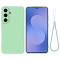 Husă din silicon lichid Samsung Galaxy S26 FE cu curea de mana - Verde