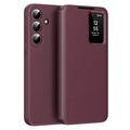 Samsung Galaxy S26 FE Smart Clear View Husă Flip cu slot pentru card - Roșu vin