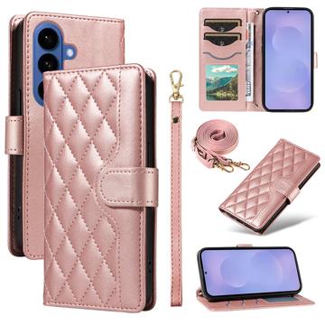 Husa portofel matlasata de lux Samsung Galaxy S26/S26 Pro - Auriu Roze