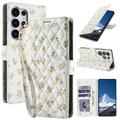 Samsung Galaxy S26 Ultra Husă portofel cu motive florale rombice - Flori galbene