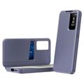 Husa portofel Samsung Galaxy S26 Ultra Smart Clear View cu slot pentru card - Gri Violet