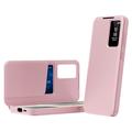 Husă Flip Samsung Galaxy S26 Ultra Smart Clear View cu slot pentru card - Roz