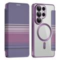 Husă magnetică elegantă Samsung Galaxy S26 Ultra cu clapetă și sloturi pentru carduri RFID - Violet