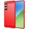 Husă TPU Brushed Samsung Galaxy S26+ - Fibră de Carbon - Roșu