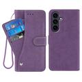 Samsung Galaxy S26+ Husă elegantă de portofel retro cu suport rotativ pentru carduri - Violet