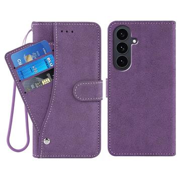 Samsung Galaxy S26+ Husă elegantă de portofel retro cu suport rotativ pentru carduri - Violet