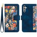 Samsung Galaxy S27+ Husa portofel floral cu sloturi pentru carduri - albastru închis