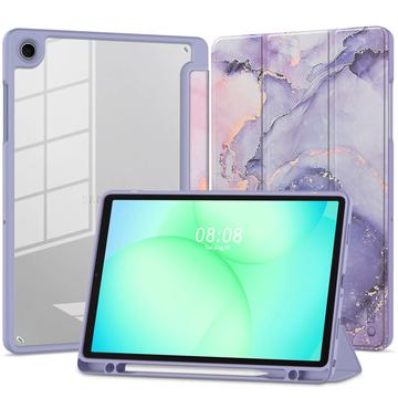 Husă pliabilă tip triplu Samsung Galaxy Tab A11+/A9+ Tech-Protect SmartCase Pen Hybrid - Violet Marble