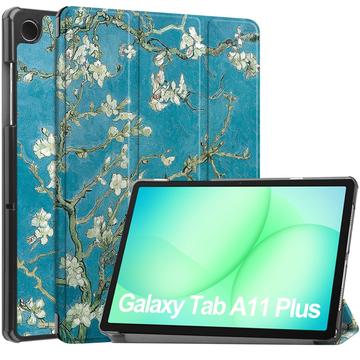 Husă Smart Folio Samsung Galaxy Tab A11+ Tri-Fold - Flori albe