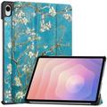 Husă Smart Folio Samsung Galaxy Tab S11 Tri-Fold - Flori Albe