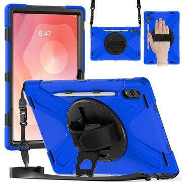 Husă Samsung Galaxy Tab S11 Ultra cu Curea de Mână - Heavy Duty 360 - Albastru / Negru