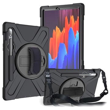 Husă Heavy Duty 360 - Samsung Galaxy Tab S7/S8 - cu Curea de Mână - Negru