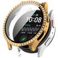 Husă cu Sticlă Temperată Rhinestone Decorative - Samsung Galaxy Watch7 - 44mm - Auriu
