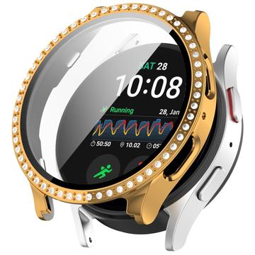 Husă cu Sticlă Temperată Rhinestone Decorative - Samsung Galaxy Watch7 - 44mm - Auriu