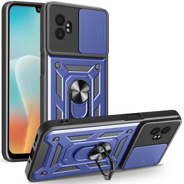 Husă Hibridă Samsung Galaxy XCover7 Pro cu Inel Rotativ cu Ecran pentru Cameră - Albastru