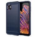 Husă TPU Periată Samsung Galaxy Xcover6 Pro - Fibră De Carbon - Albastru