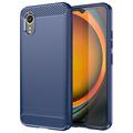 Husă TPU Brushed Samsung Galaxy Xcover7 - Fibră de Carbon - Albastru