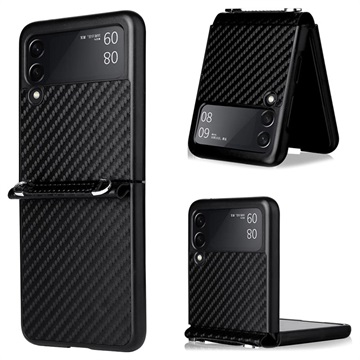 Husă cu Curea Samsung Galaxy Z Flip3 5G - Fibra De Carbon - Negru