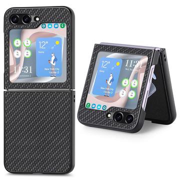 Husă Hibrid pentru Samsung Galaxy Z Flip5 - Fibră Carbon - Negru