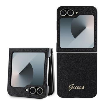 Husă Hibrid Samsung Galaxy Z Flip6 - Guess Glitter Flakes Metal Logo - Negru