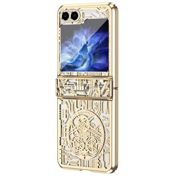 Husă din plastic galvanizat Samsung Galaxy Z Flip6 Mechanical Legend - Auriu