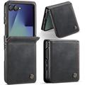 Geantă de portofel cu textură de vițel și blocare RFID Samsung Galaxy Z Flip7 Caseme 033 - Negru