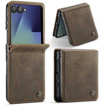 Geantă de portofel cu textură de vițel și blocare RFID Samsung Galaxy Z Flip7 Caseme 033 - cafea