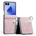 Husă cu inel pentru degete / curea pentru mână Samsung Galaxy Z Flip7 Dux Ducis Luvy - roz deschis / fluture