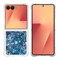 Husă TPU Samsung Galaxy Z Flip7 Glitter Quicksand - Inimi albastre