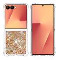 Husă TPU Samsung Galaxy Z Flip7 Glitter Quicksand - Inimi de aur
