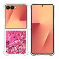 Husă TPU Samsung Galaxy Z Flip7 Glitter Quicksand - Inimi roz