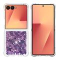 Husă TPU Samsung Galaxy Z Flip7 Glitter Quicksand - Inimi Purpurii