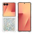Husă TPU Samsung Galaxy Z Flip7 Glitter Quicksand - Inimi de Argint