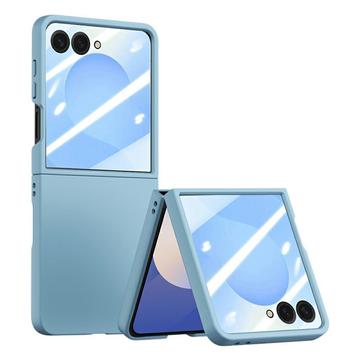 Samsung Galaxy Z Flip7 Husă din plastic cu protector de ecran exterior din sticlă călită - Albastru Deschis