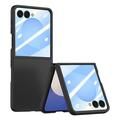 Samsung Galaxy Z Flip7 Husă din plastic cu protector de ecran exterior din sticlă călită - negru