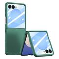 Samsung Galaxy Z Flip7 Husă din plastic cu protector de ecran exterior din sticlă călită - Verde închis