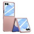 Samsung Galaxy Z Flip7 Husă din plastic cu protector de ecran exterior din sticlă călită - roz