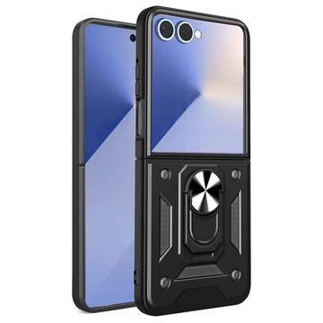 Husă Hibridă Samsung Galaxy Z Flip7 cu Inel Rotativ cu Ecran pentru Cameră - Negru