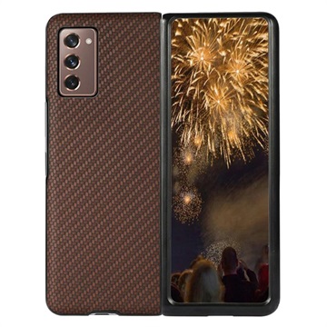 Husă Hibrid pentru Samsung Galaxy Z Fold2 5G - Fibră Carbon - Maro