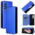 Husă Flip Samsung Galaxy Z Fold3 5G - Fibra de Carbon - Albastru