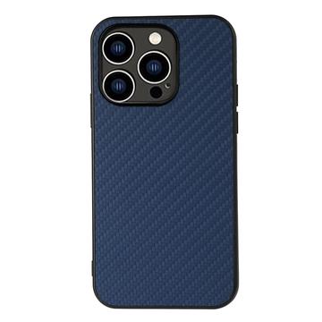 Husă Hibrid pentru iPhone 15 Pro Max - Fibră Carbon - Albastru