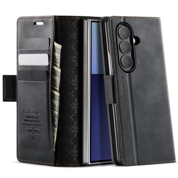 Geantă de portofel cu textură de vițel și blocare RFID Samsung Galaxy Z Fold7 Caseme 033 - negru